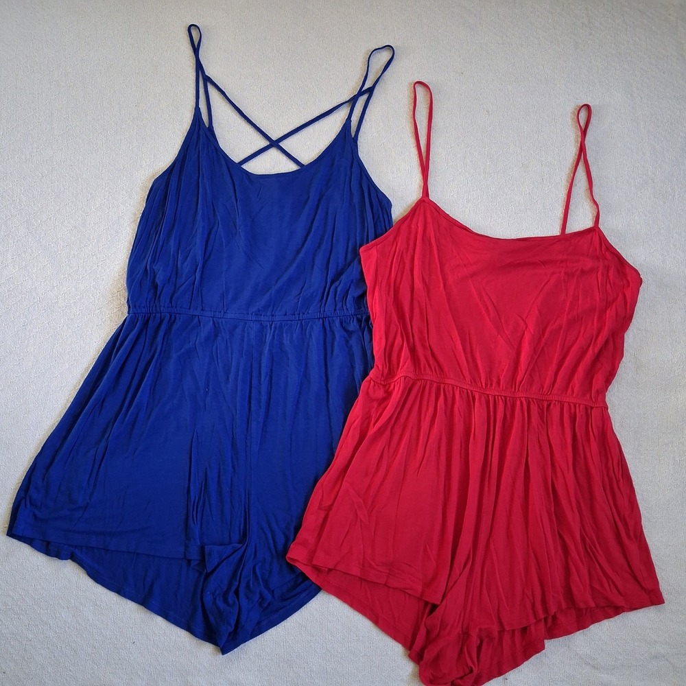 h&m divided 2 royal blue jersey rompers cute summer casual loungewear large